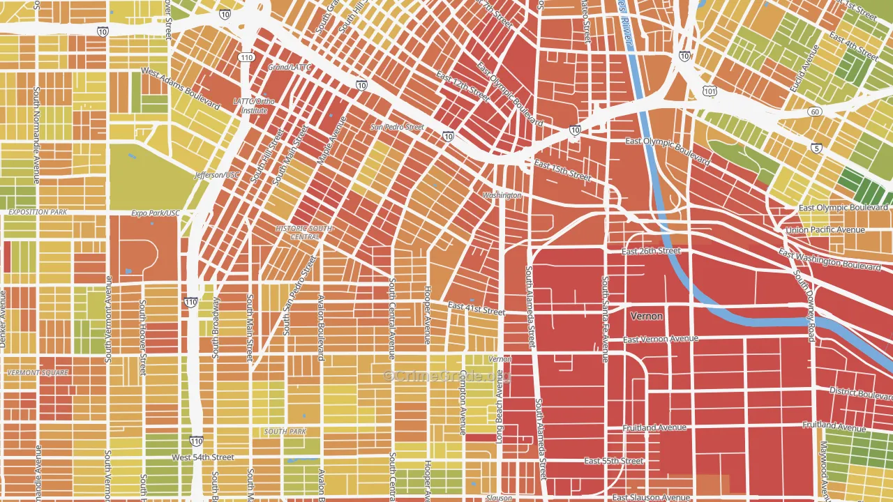 Nevin, Los Angeles, CA Map of Drug-Related Crime Rates
