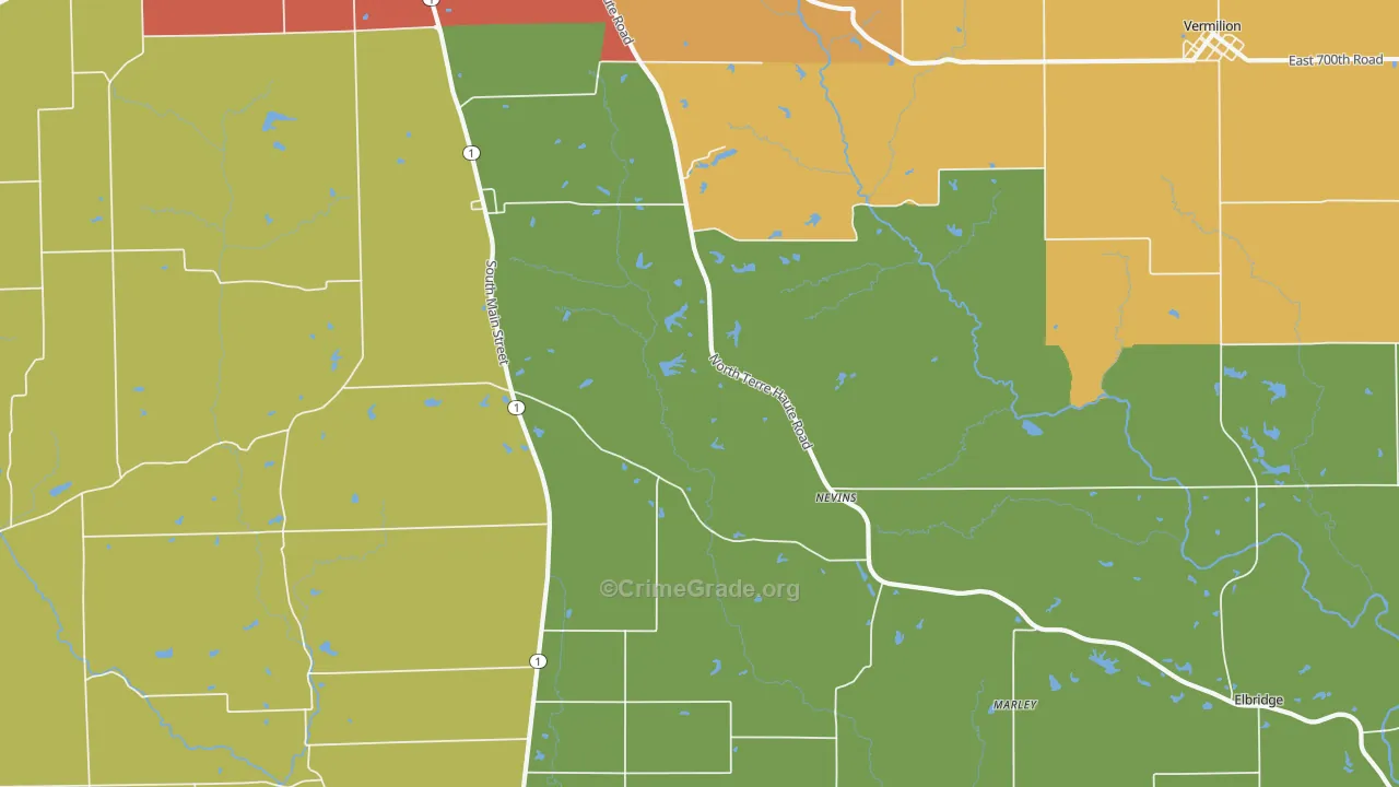 Nevins, IL Map of Drug-Related Crime Rates