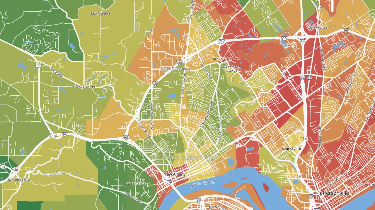 New Albany, IN Map of Drug-Related Crime Rates