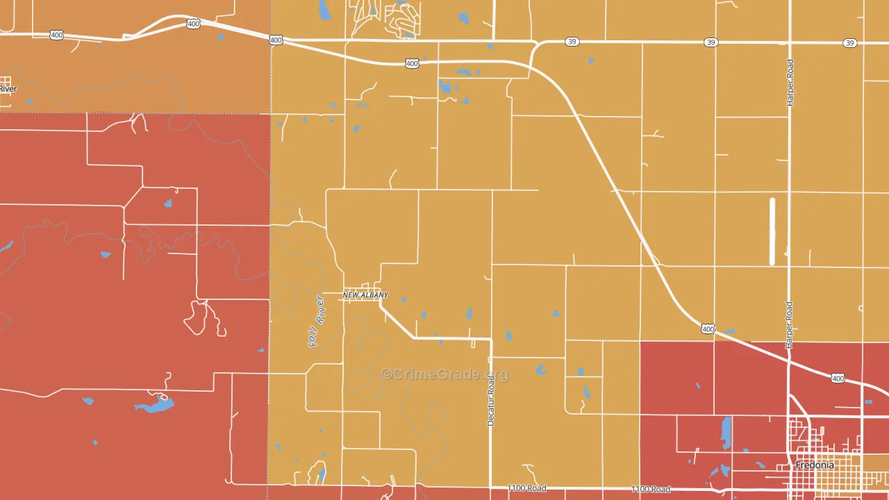 New Albany, KS Map of Drug-Related Crime Rates
