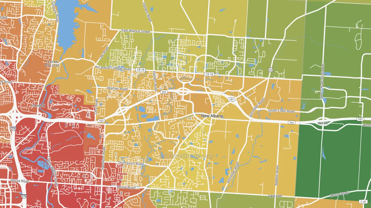 New Albany, OH Map of Drug-Related Crime Rates