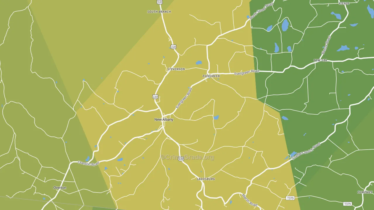 New Albany, PA Map of Drug-Related Crime Rates
