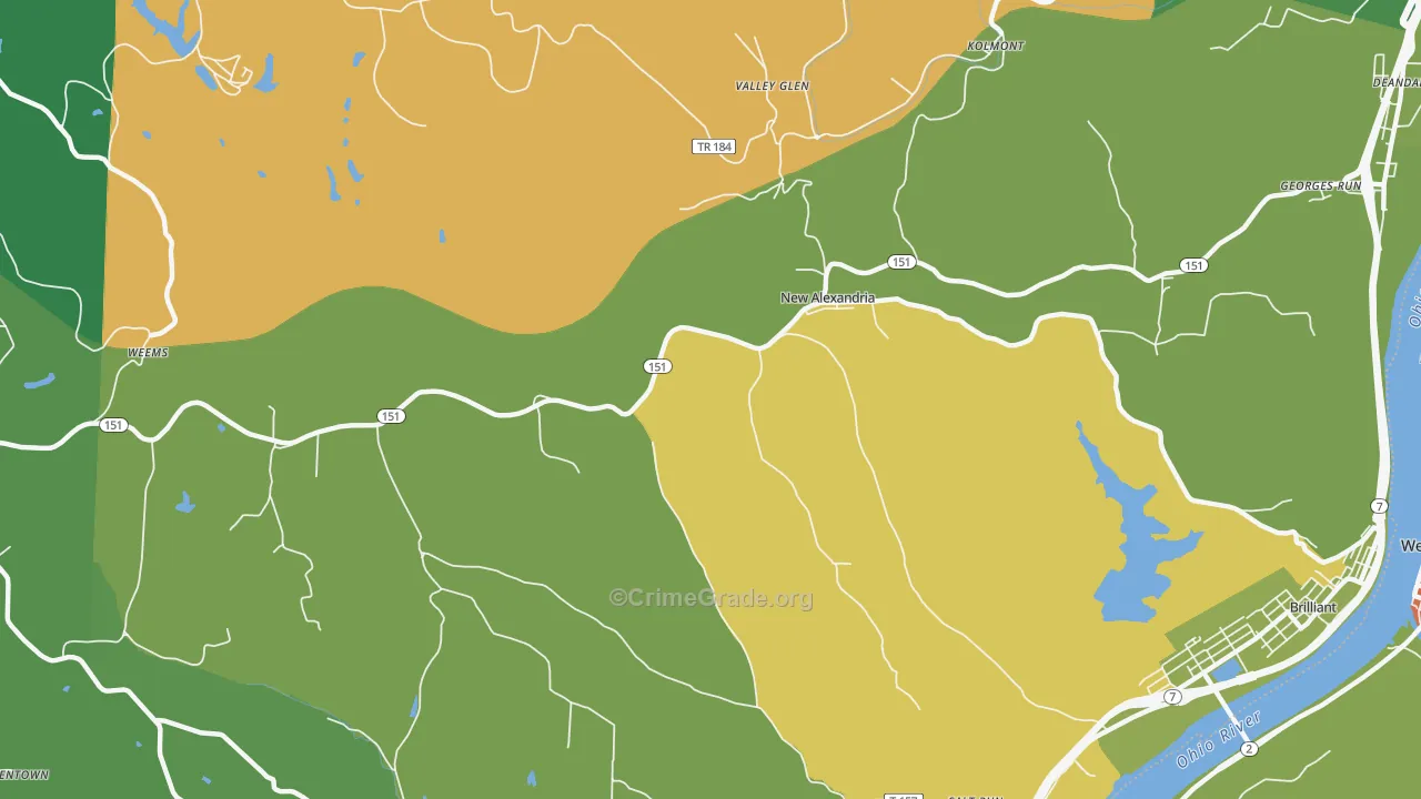 New Alexandria, OH Map of Drug-Related Crime Rates