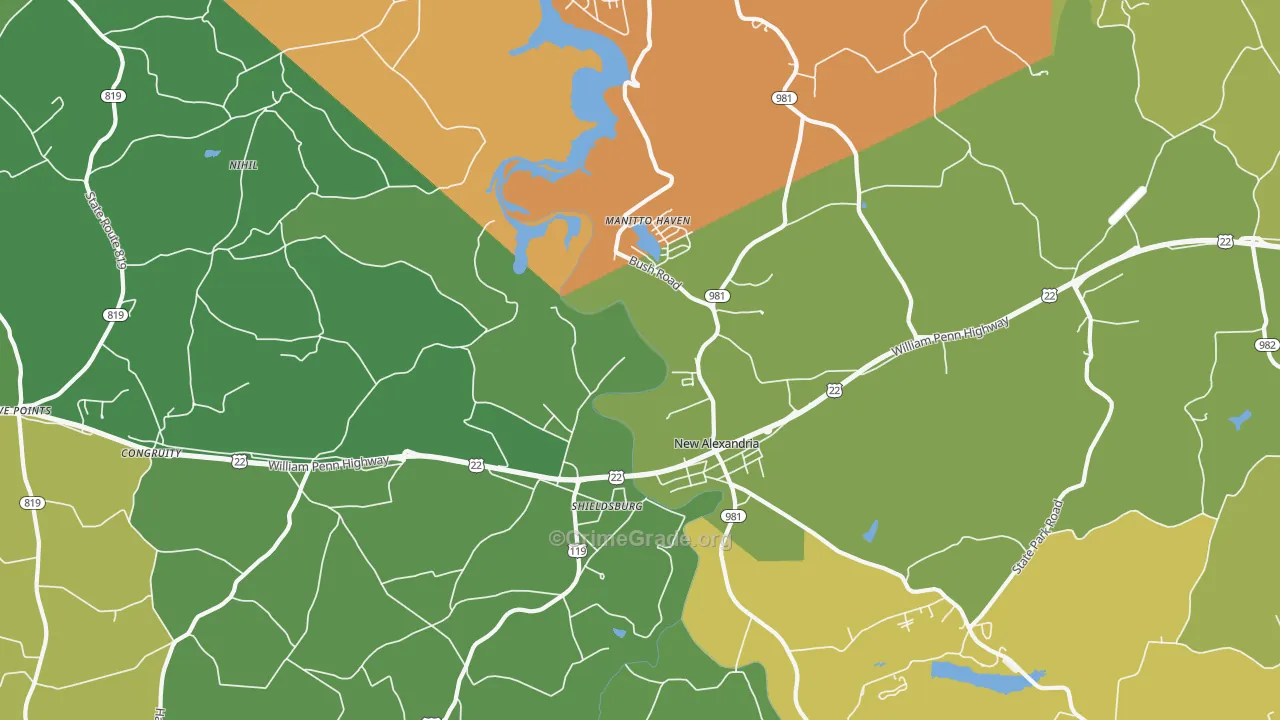 New Alexandria, PA Map of Drug-Related Crime Rates