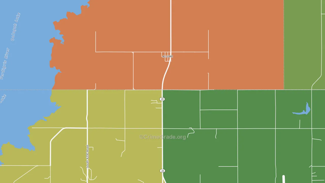 New Alluwe, OK Map of Drug-Related Crime Rates