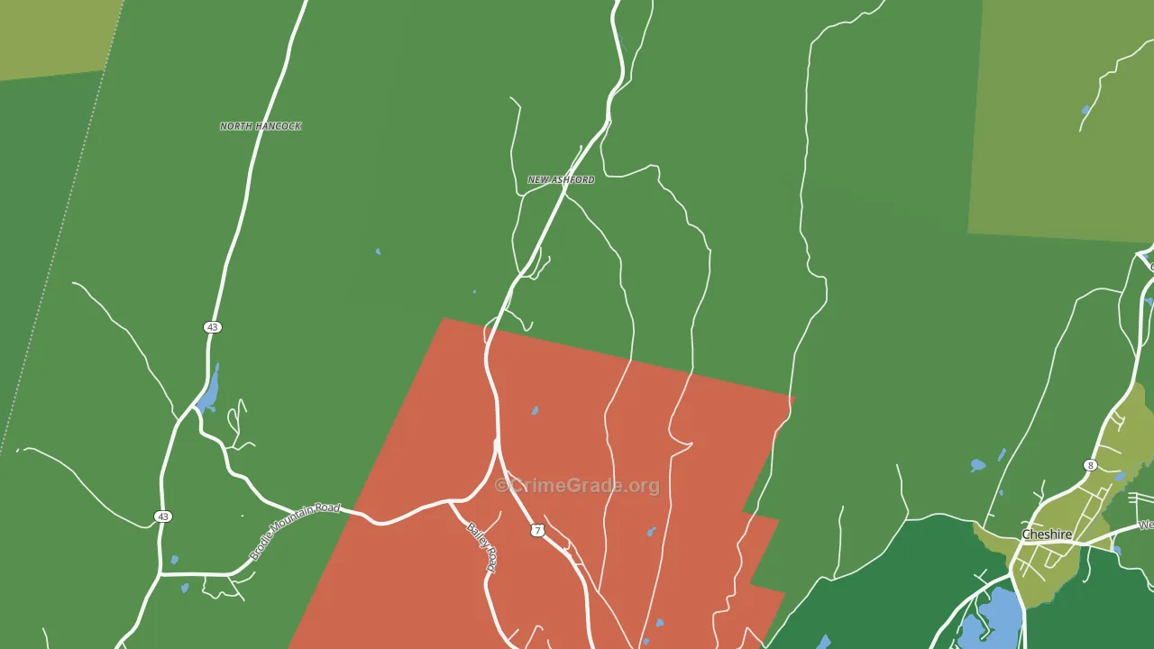 New Ashford, MA Map of Drug-Related Crime Rates