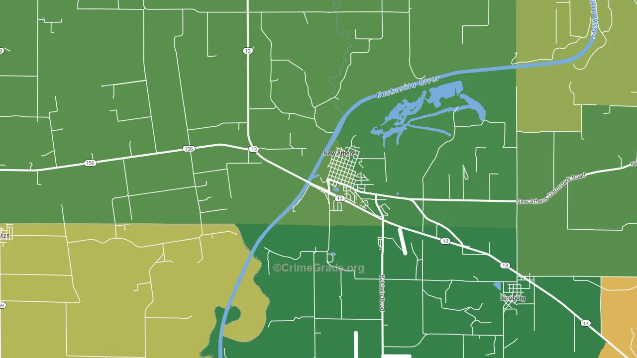 New Athens, IL Map of Drug-Related Crime Rates