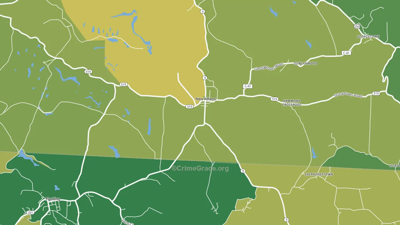 New Athens, OH Map of Drug-Related Crime Rates