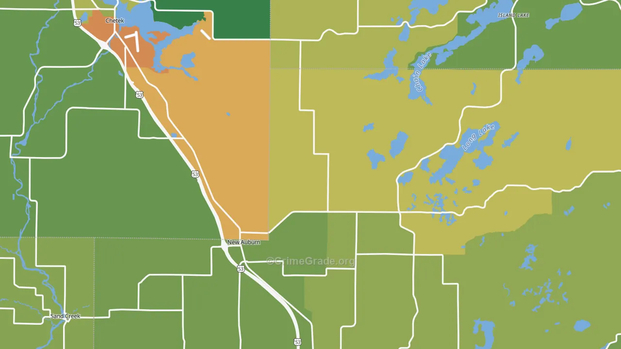 New Auburn, WI Map of Drug-Related Crime Rates