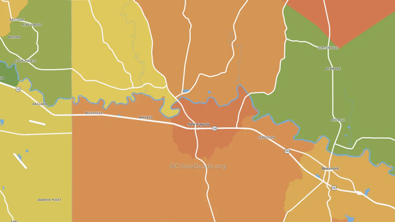 New Augusta, MS Map of Drug-Related Crime Rates