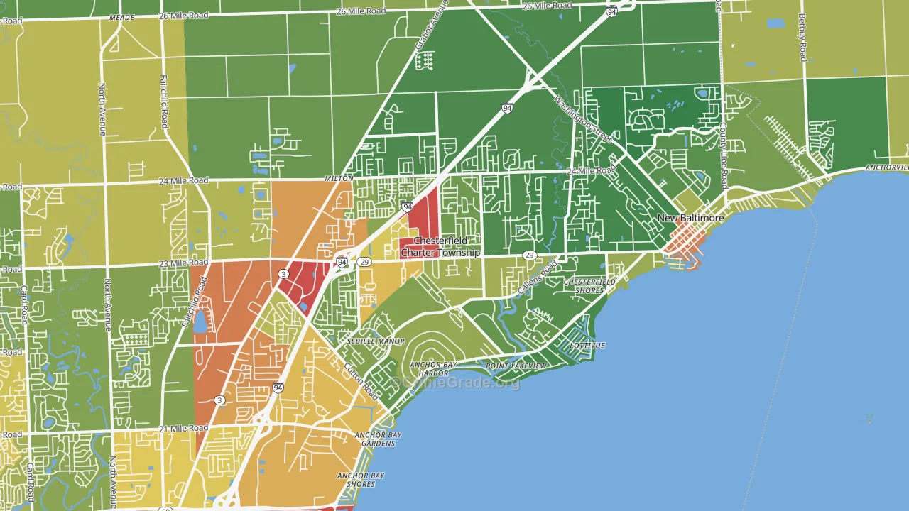 New Baltimore, MI Map of Drug-Related Crime Rates