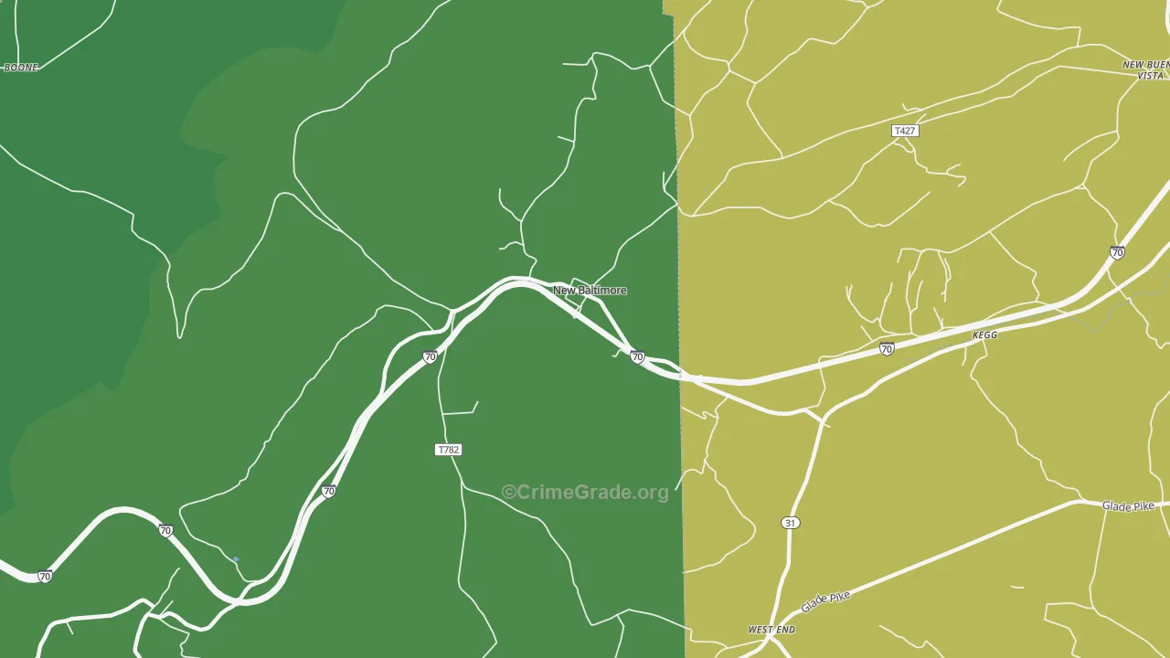 New Baltimore, PA Map of Drug-Related Crime Rates