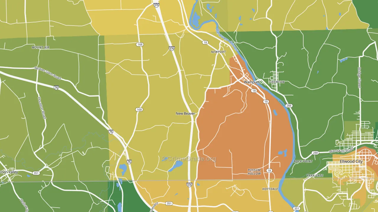 New Beaver, PA Map of Drug-Related Crime Rates