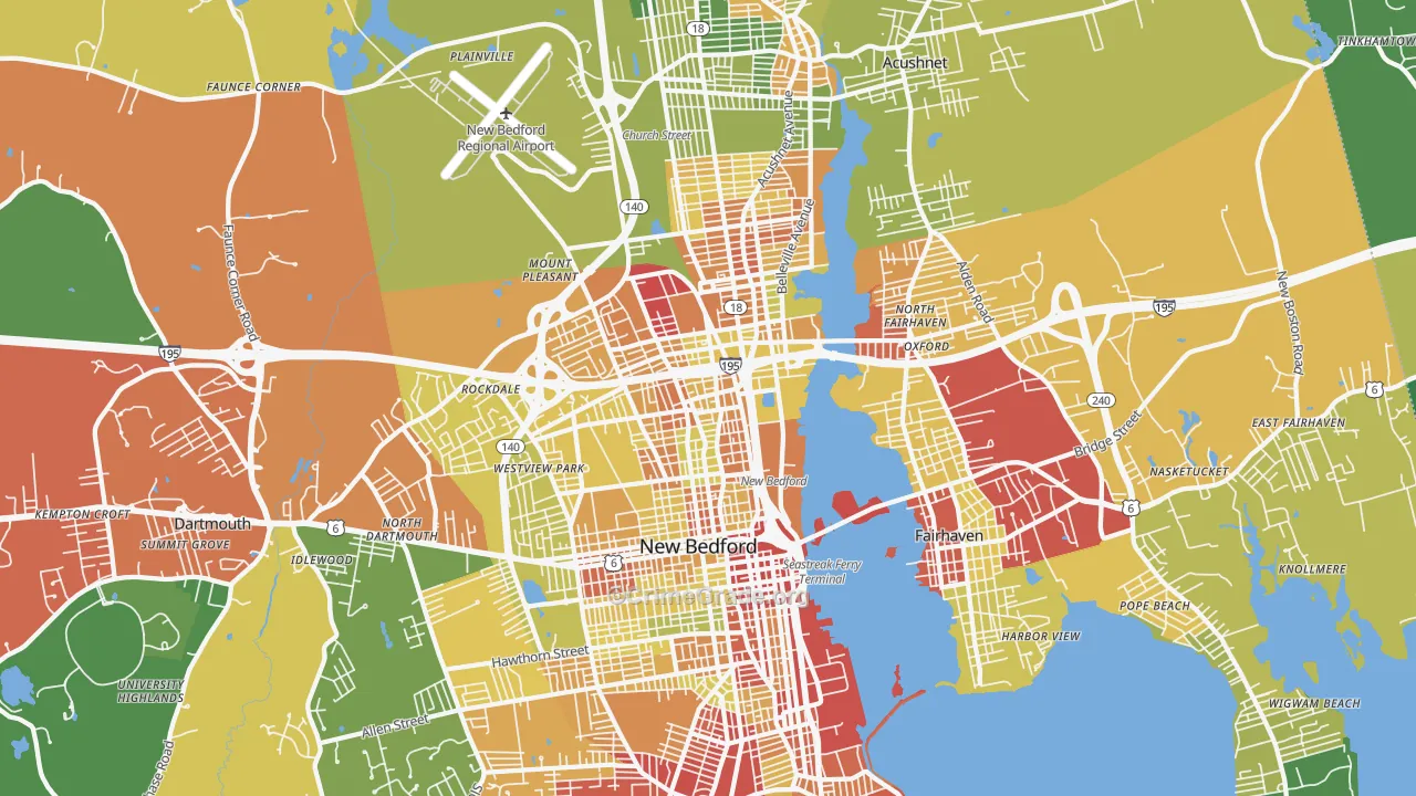 New Bedford, MA Map of Drug-Related Crime Rates