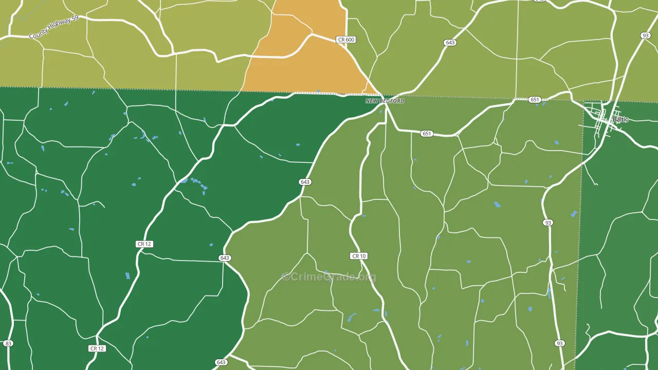 New Bedford, OH Map of Drug-Related Crime Rates