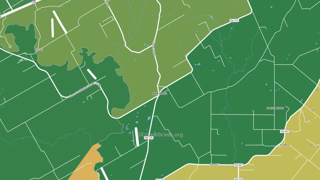New Berlin, TX Map of Drug-Related Crime Rates
