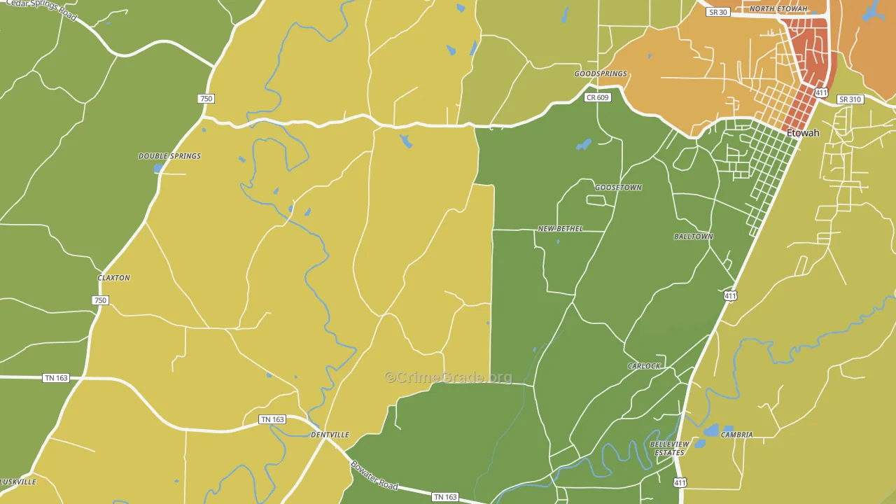 New Bethel, TN Map of Drug-Related Crime Rates