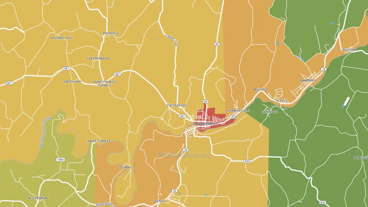 New Bethlehem, PA Map of Drug-Related Crime Rates