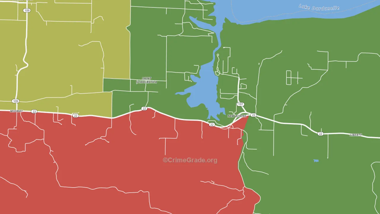 New Blaine, AR Map of Drug-Related Crime Rates