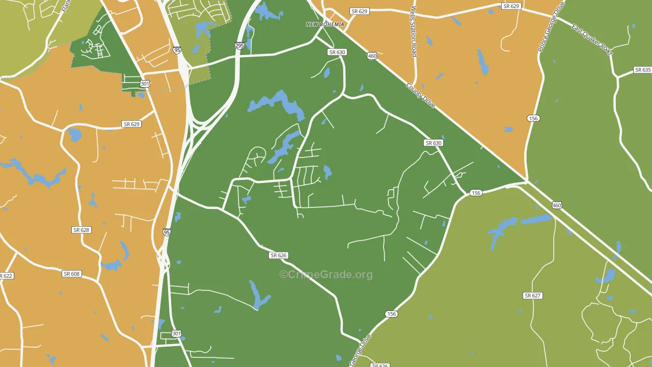 New Bohemia, VA Map of Drug-Related Crime Rates