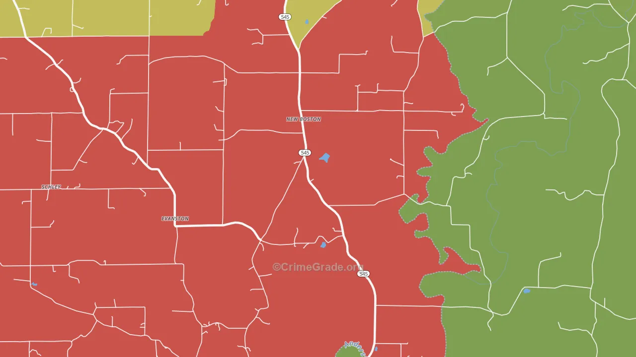 New Boston, IN Map of Drug-Related Crime Rates