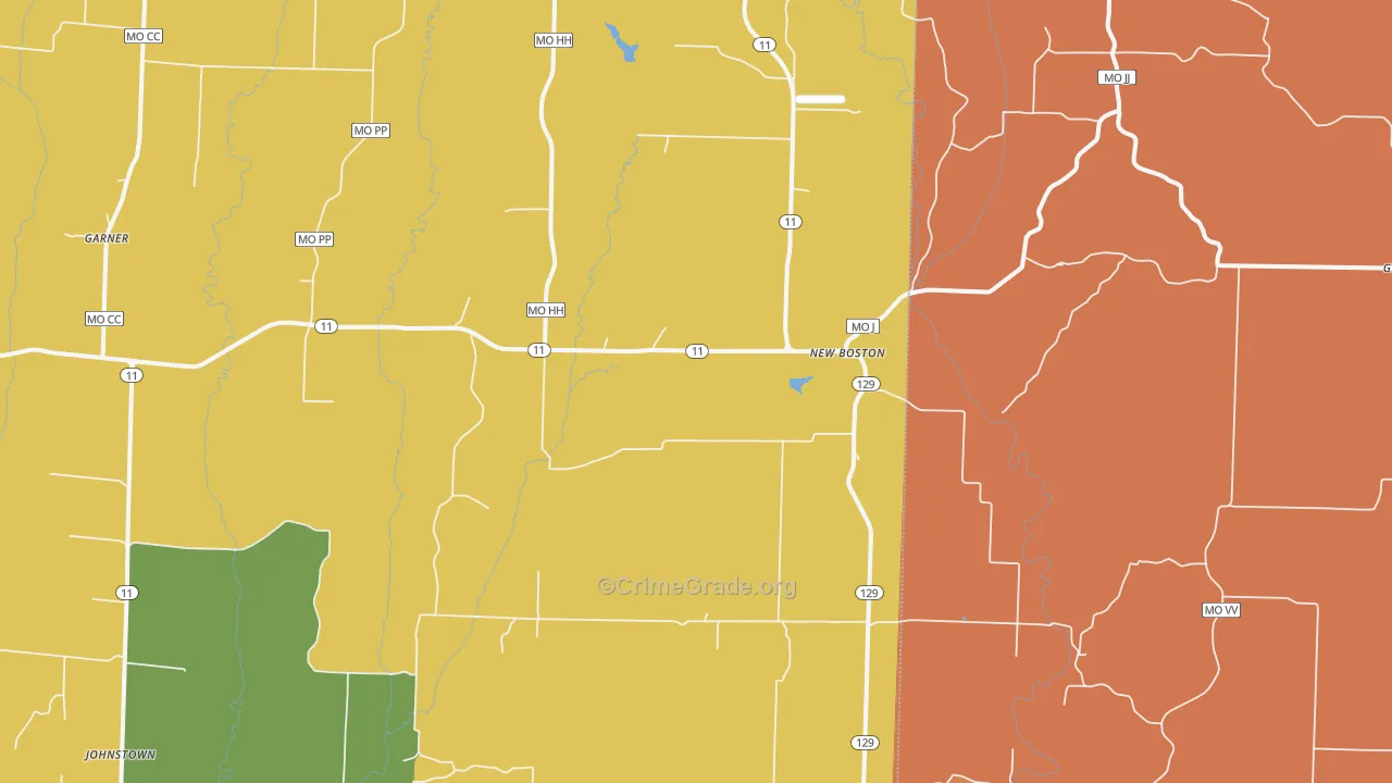 New Boston, MO Map of Drug-Related Crime Rates