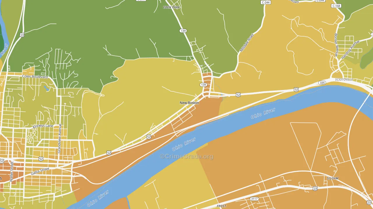 New Boston, OH Map of Drug-Related Crime Rates