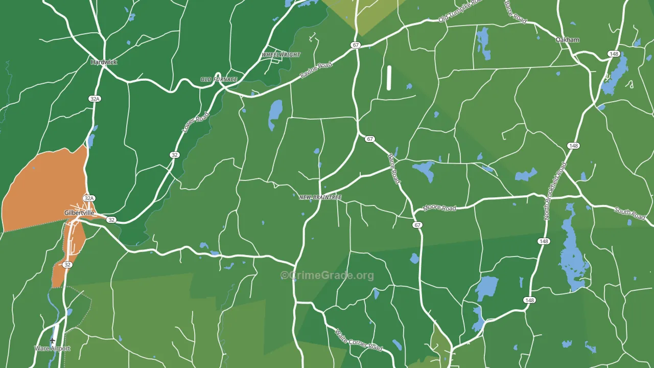 New Braintree, MA Map of Drug-Related Crime Rates