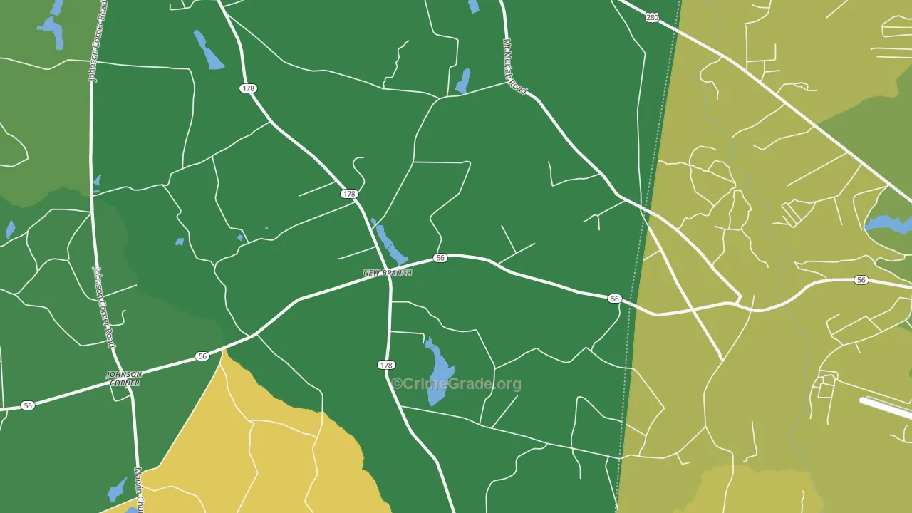 New Branch, GA Map of Drug-Related Crime Rates