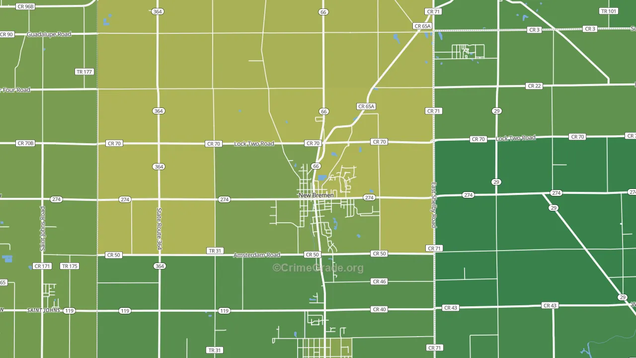New Bremen, OH Map of Drug-Related Crime Rates