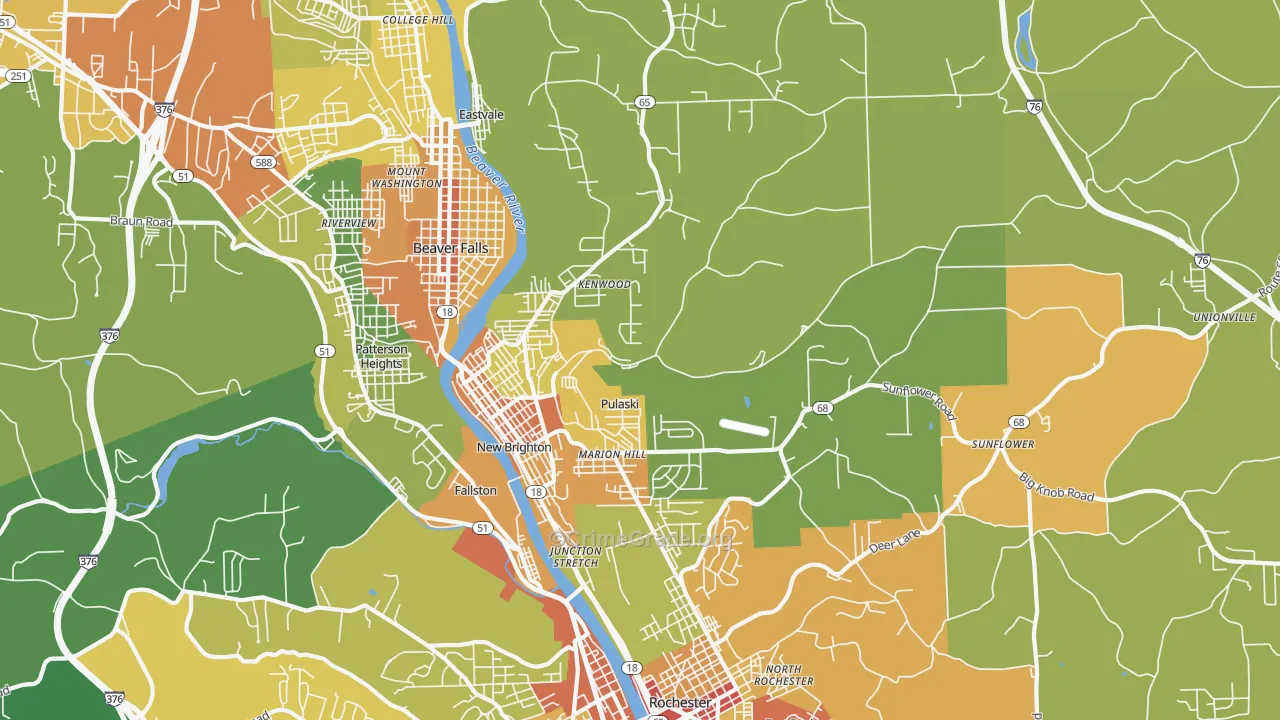 New Brighton, PA Map of Drug-Related Crime Rates