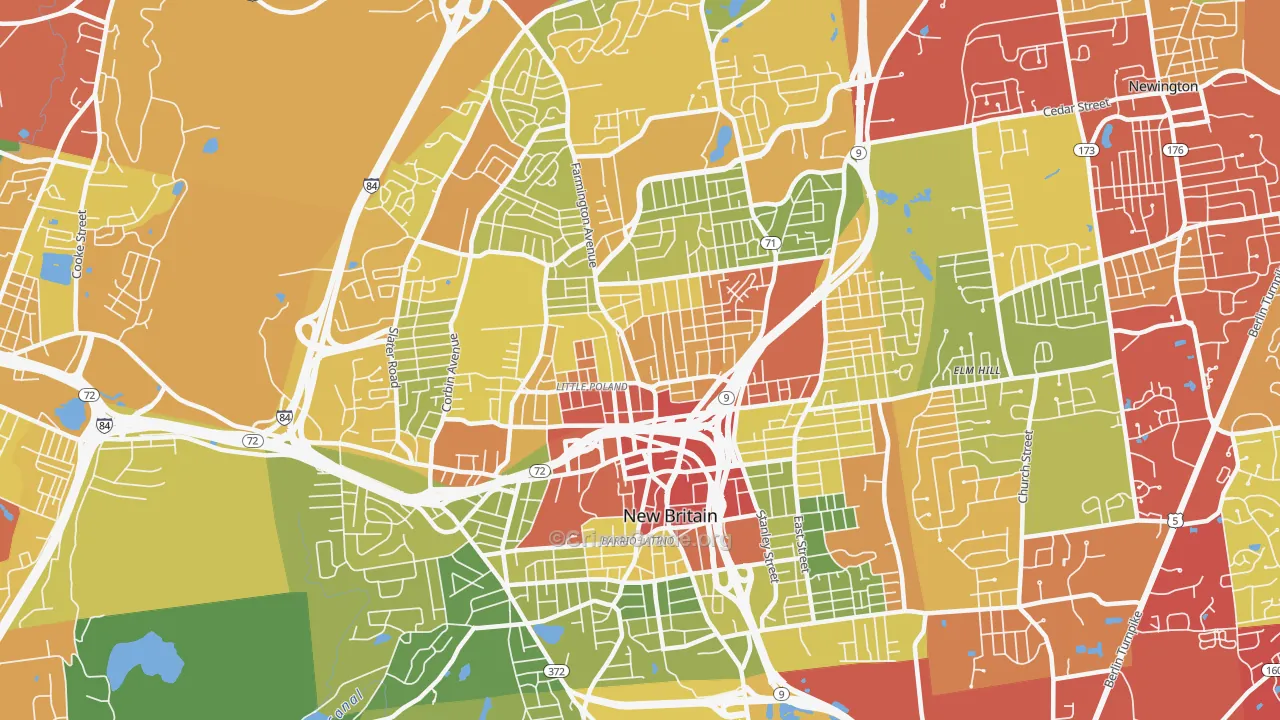 New Britain, CT Map of Drug-Related Crime Rates