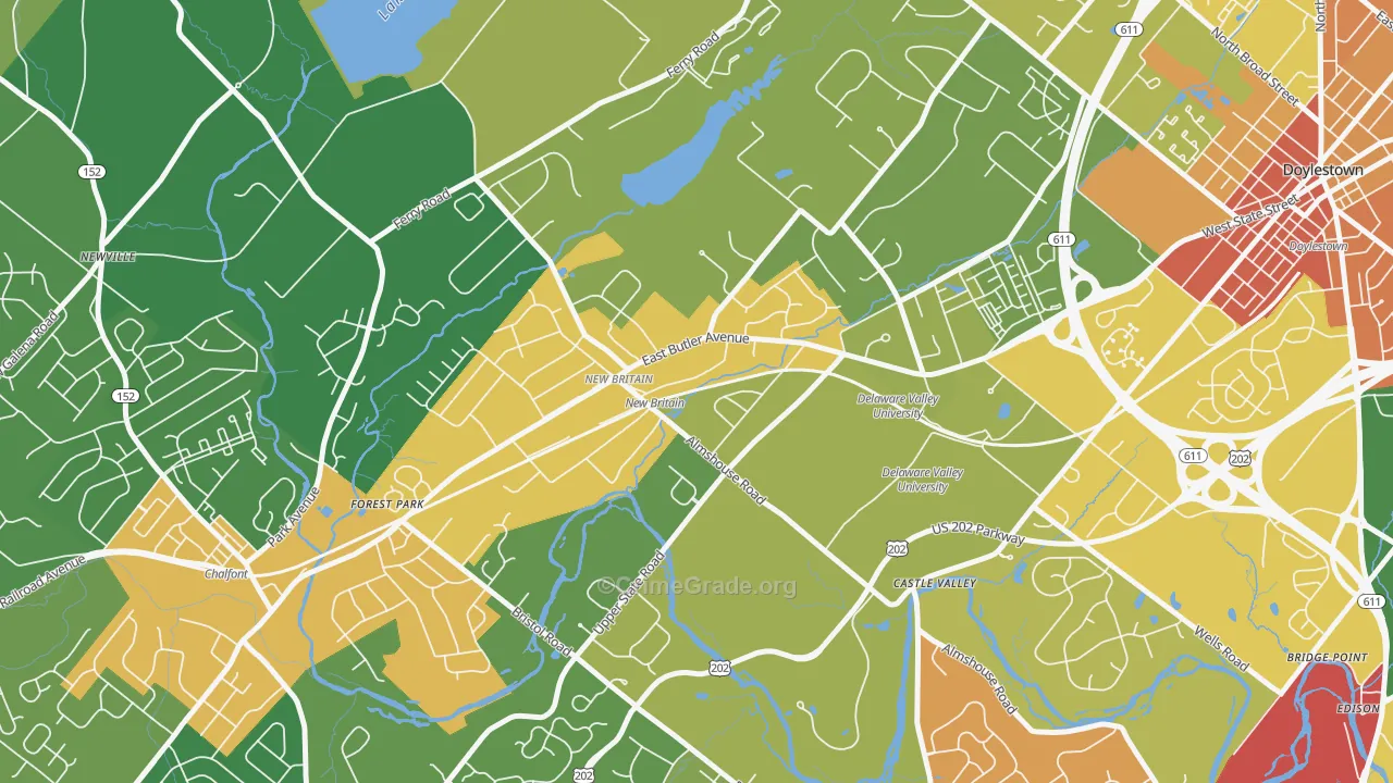 New Britain, PA Map of Drug-Related Crime Rates