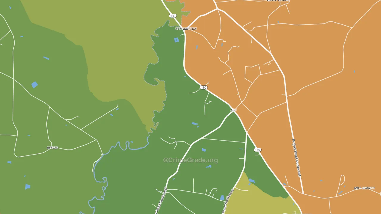 New Britton, NC Map of Drug-Related Crime Rates