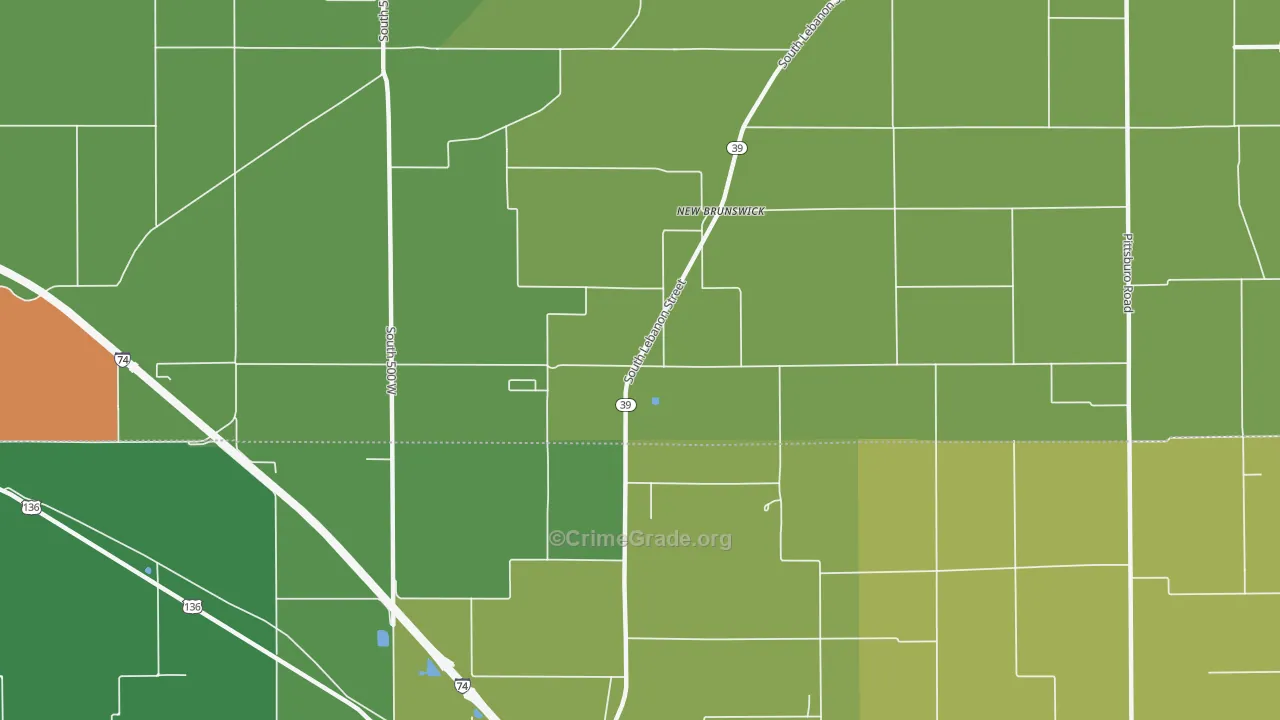 New Brunswick, IN Map of Drug-Related Crime Rates
