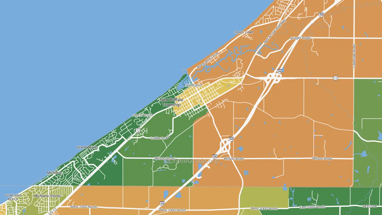 New Buffalo, MI Map of Drug-Related Crime Rates