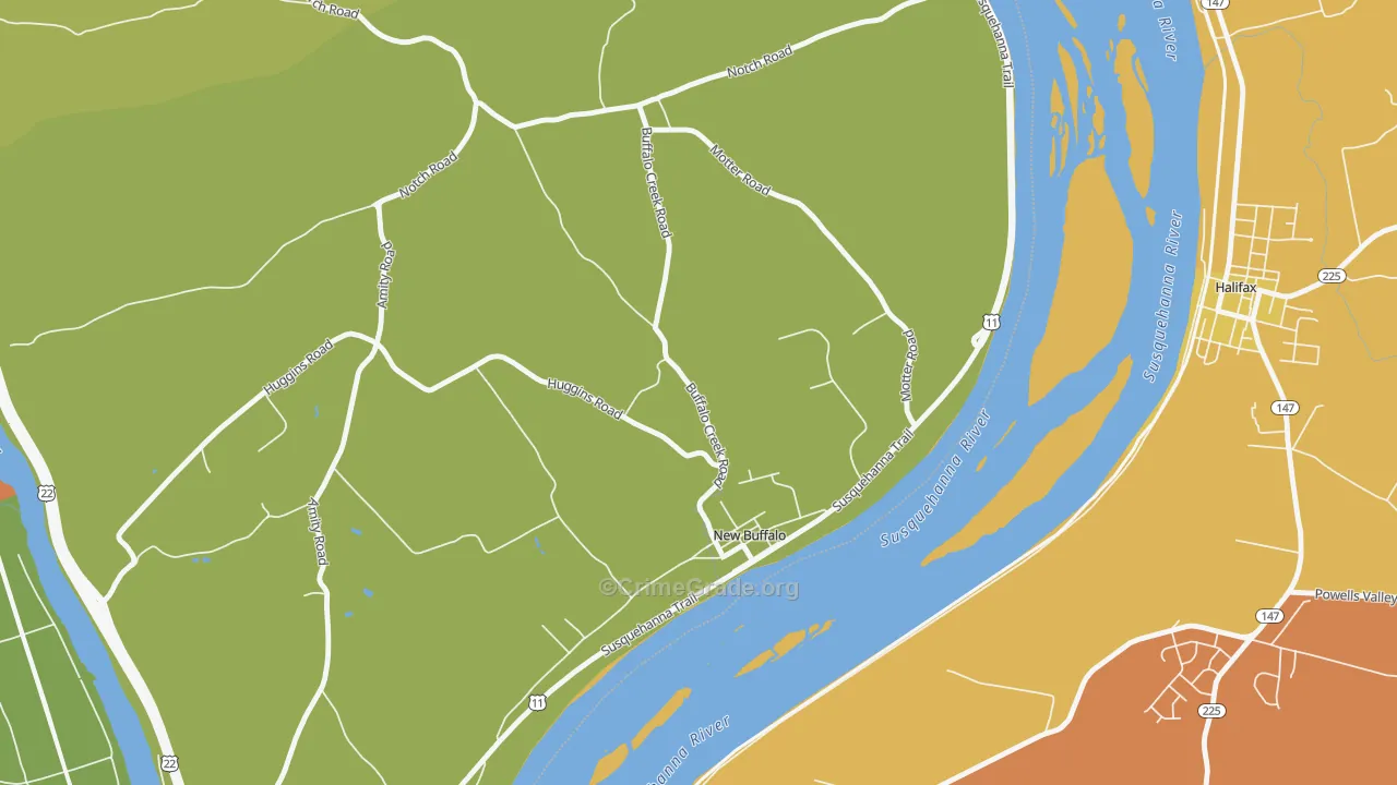 New Buffalo, PA Map of Drug-Related Crime Rates
