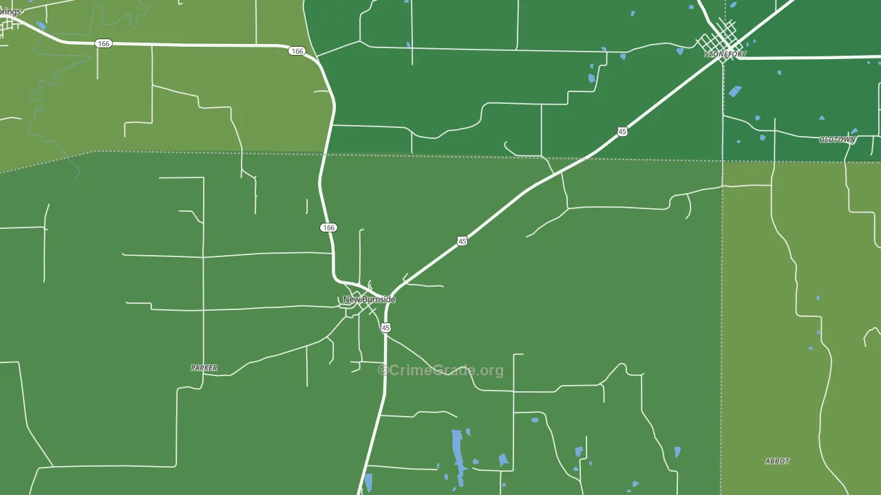 New Burnside, IL Map of Drug-Related Crime Rates