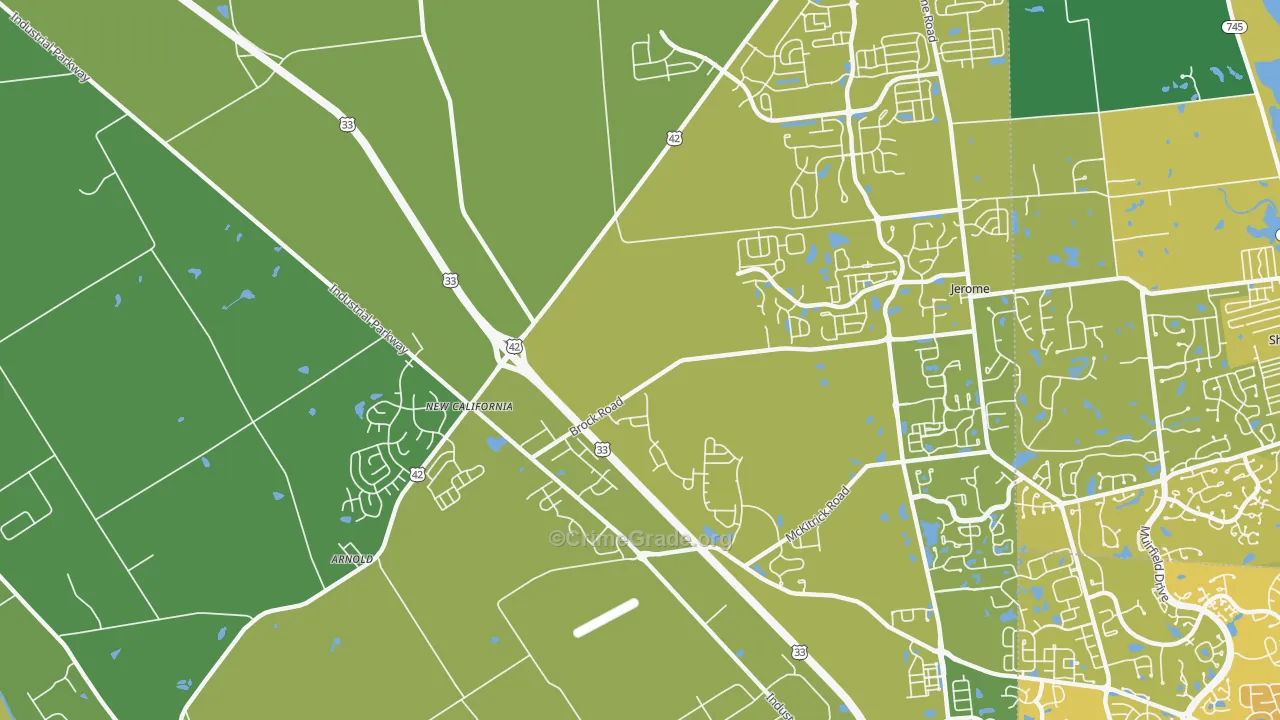 New California, OH Map of Drug-Related Crime Rates