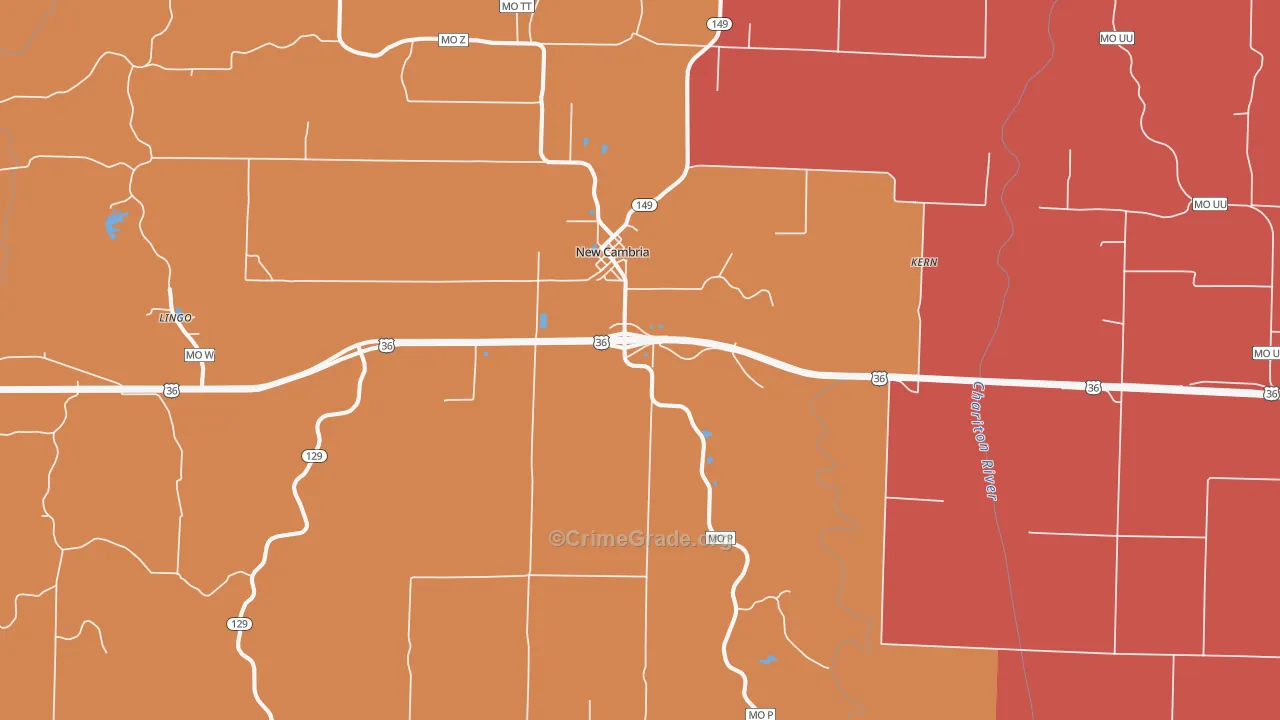 New Cambria, MO Map of Drug-Related Crime Rates