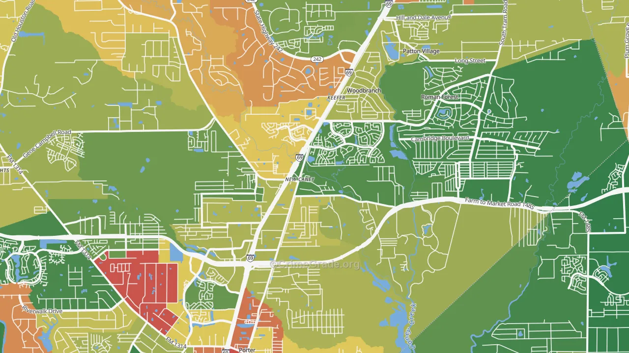 New Caney, TX Map of Drug-Related Crime Rates