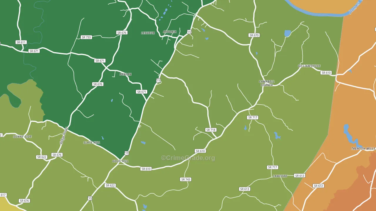 New Canton, VA Map of Drug-Related Crime Rates