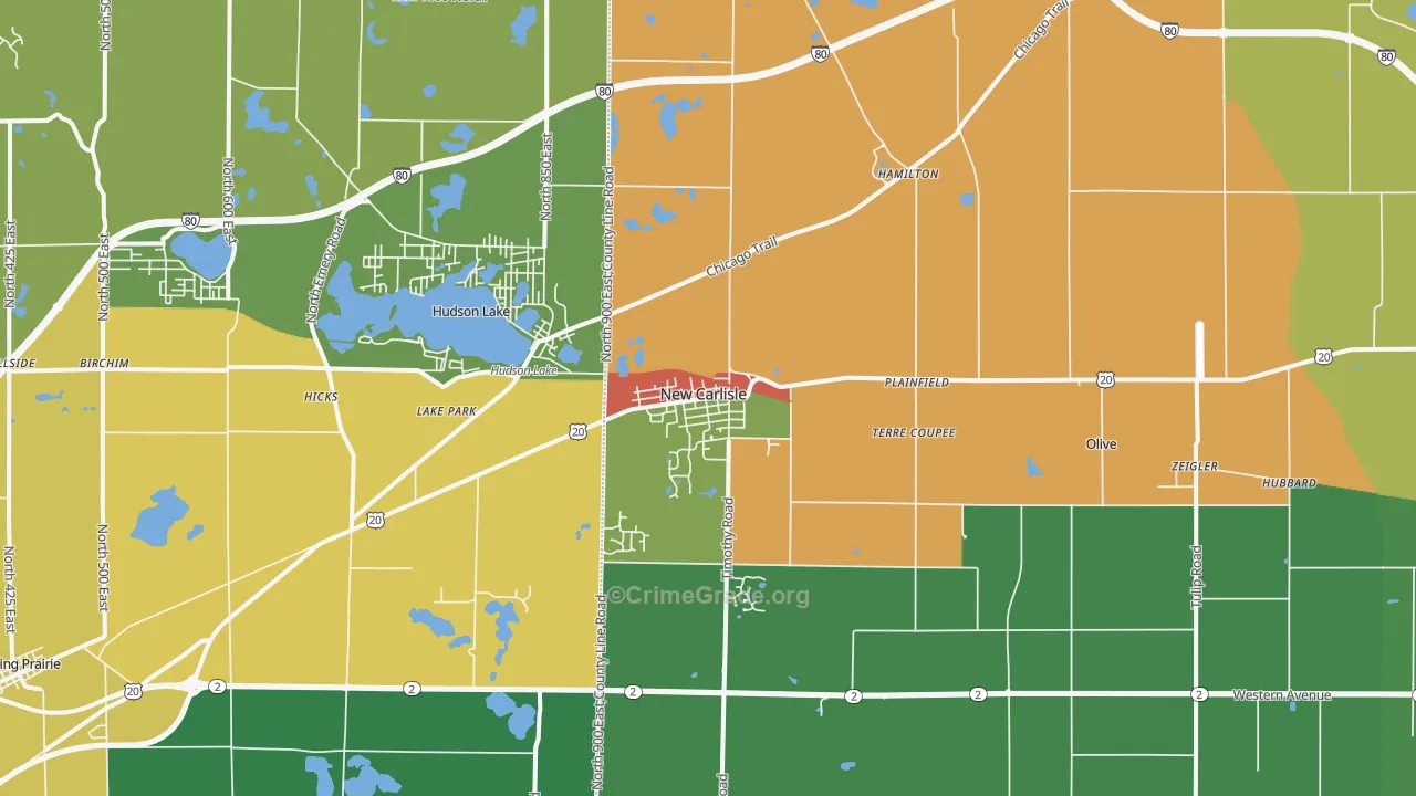 New Carlisle, IN Map of Drug-Related Crime Rates