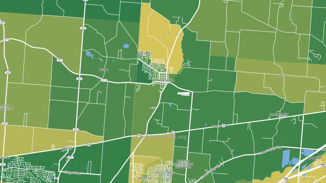 New Carlisle, OH Map of Drug-Related Crime Rates