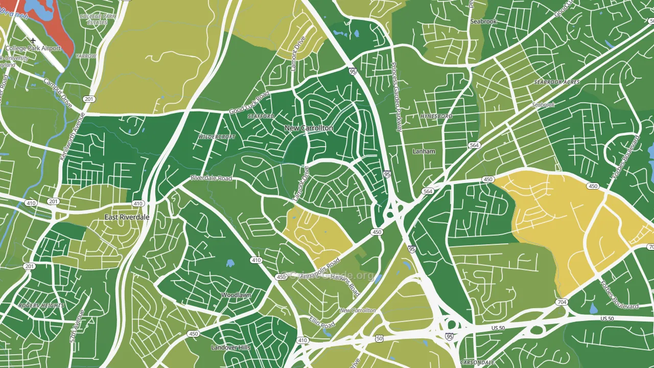 New Carrollton, MD Map of Drug-Related Crime Rates