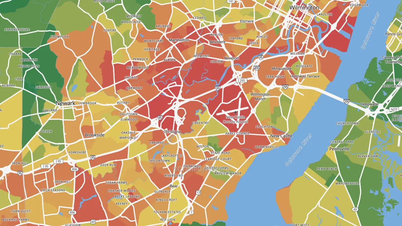 New Castle County, DE Map of Drug-Related Crime Rates