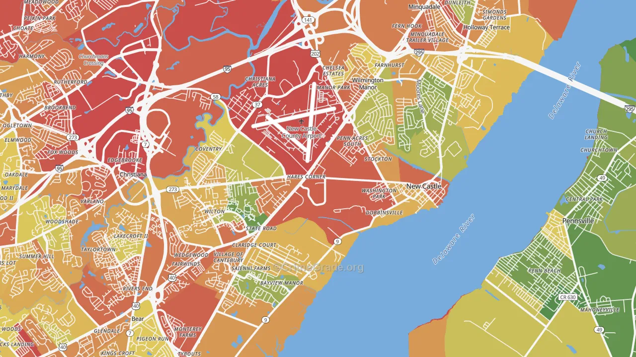 New Castle, DE Map of Drug-Related Crime Rates