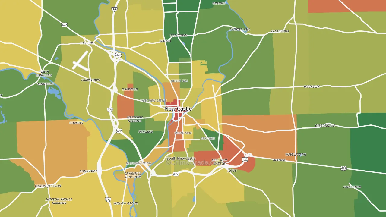 New Castle, PA Map of Drug-Related Crime Rates