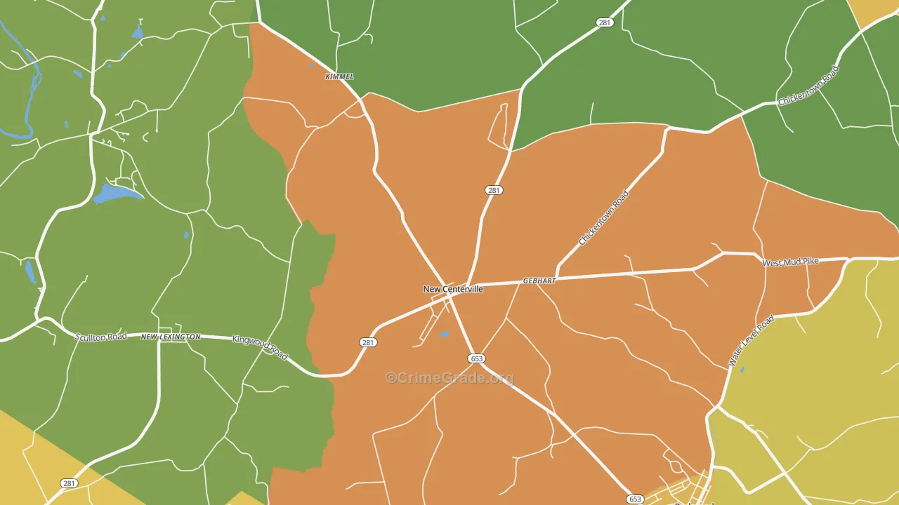 New Centerville, PA Map of Drug-Related Crime Rates