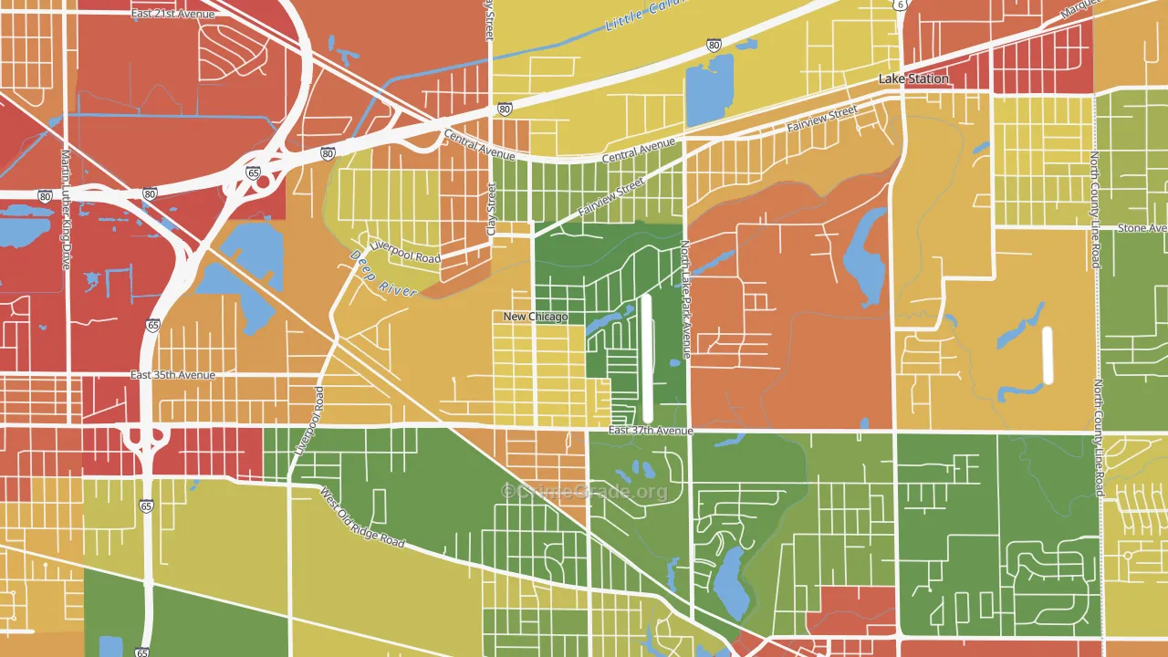 New Chicago, IN Map of Drug-Related Crime Rates